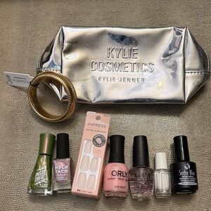 Kylie Cosmetics Silver Bag with Nail Polish Collection